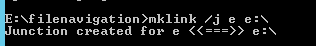 Partial output of mklink commands
